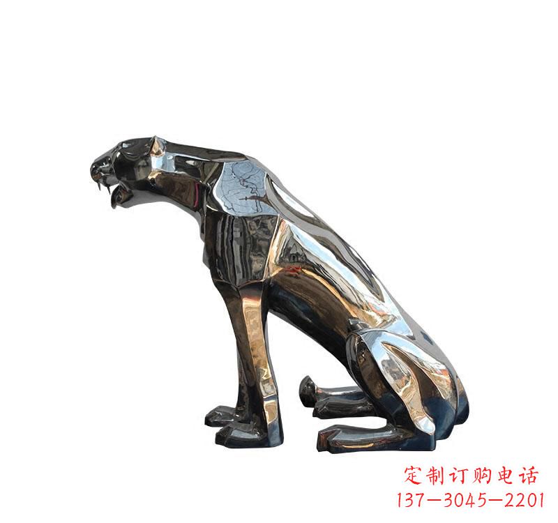 达州不锈钢仿真动物豹雕塑