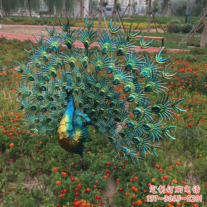 达州不锈钢仿真孔雀雕塑-公园草坪动物雕塑摆件