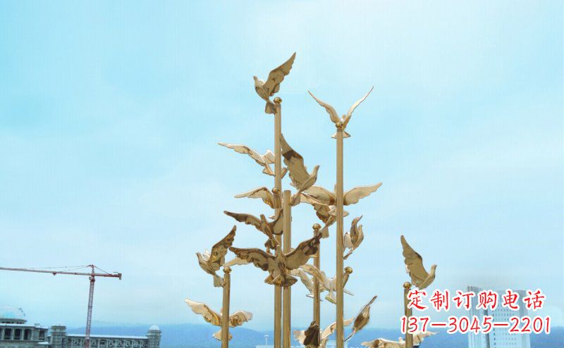 达州不锈钢飞翔的鸽子雕塑传递自由、和平的美好祝愿