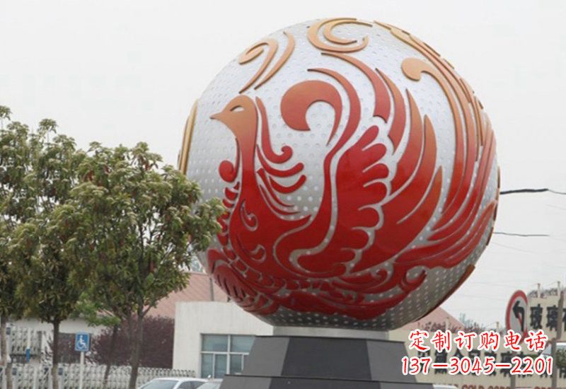 达州不锈钢凤凰浮雕圆球雕塑精美雕塑把艺术带到生活中
