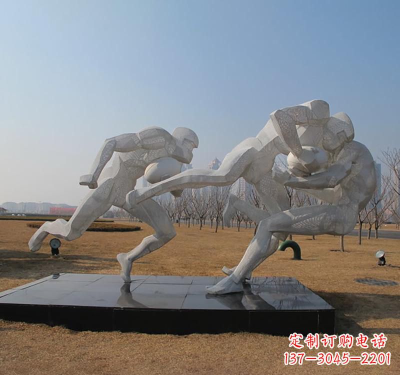 达州不锈钢橄榄球雕塑传承精神的象征