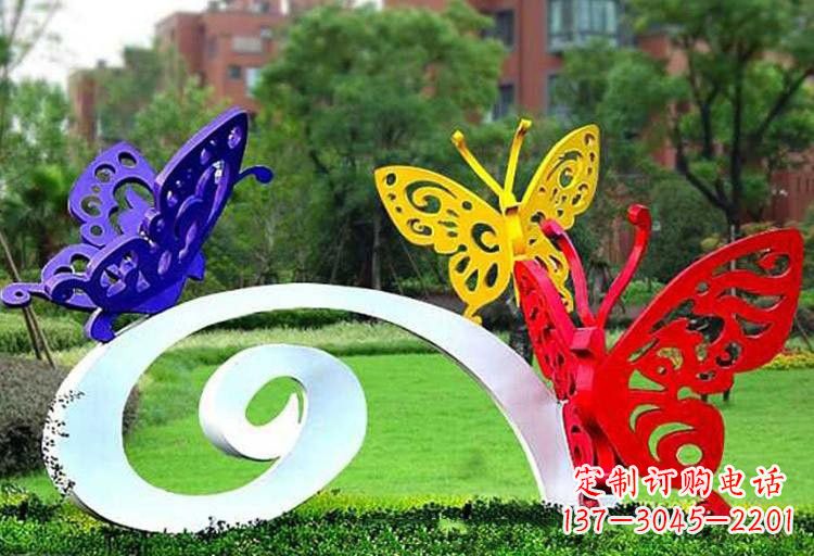 达州彩色蝴蝶雕塑,点亮不锈钢公园