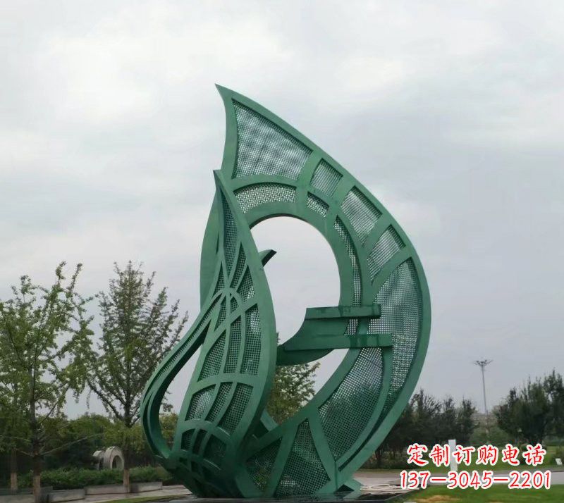 达州不锈钢公园大型镂空树叶雕塑