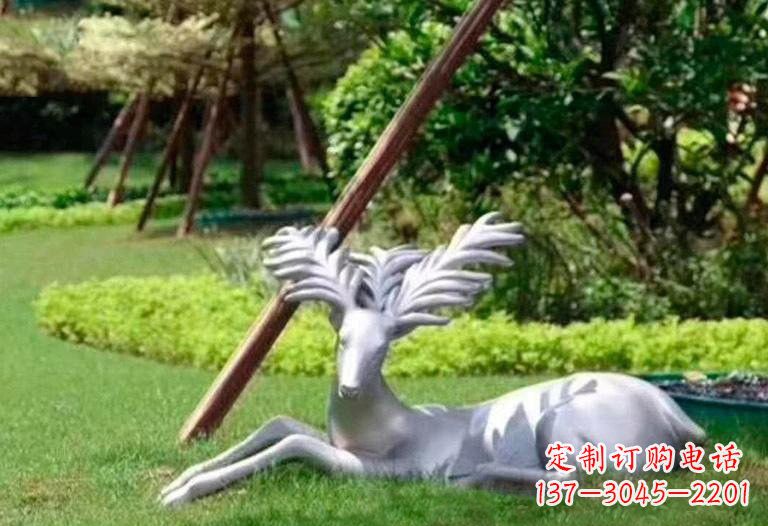 达州不锈钢公园动物大角鹿雕塑