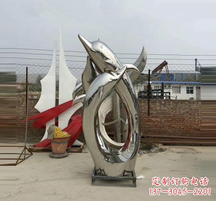 达州不锈钢海豚雕塑——象征着动物自由的象征