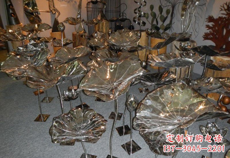 达州不锈钢荷叶雕塑——缔造美丽公园