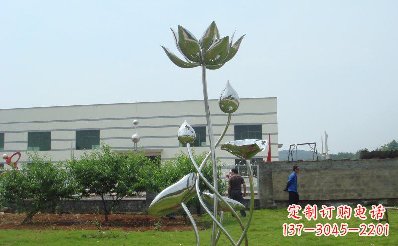 达州不锈钢公园荷花雕塑 (2)