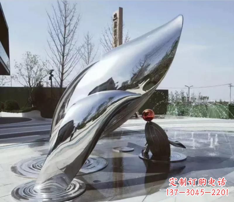 达州精美不锈钢海豚雕塑