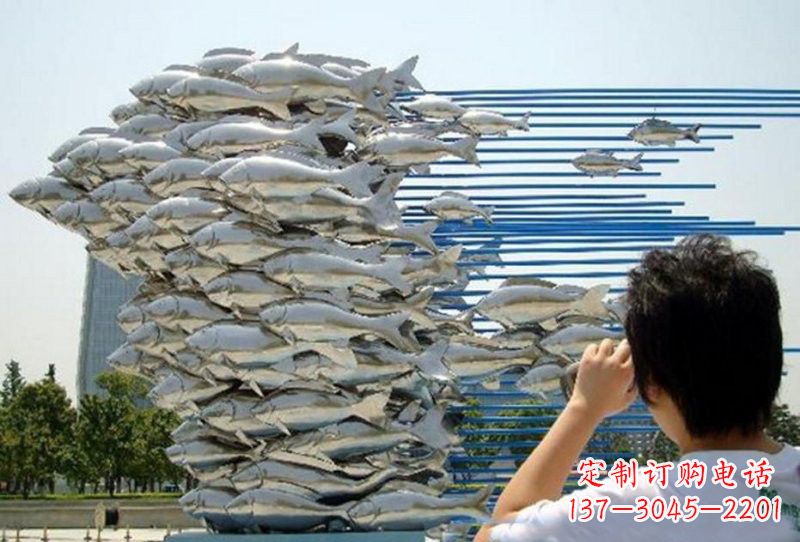 达州不锈钢公园鲤鱼群雕塑