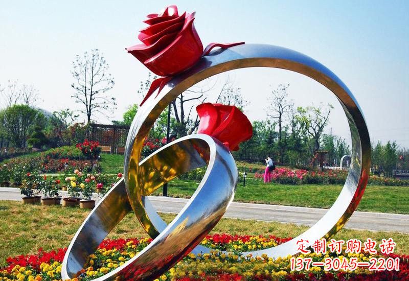 达州不锈钢公园玫瑰花戒指雕塑