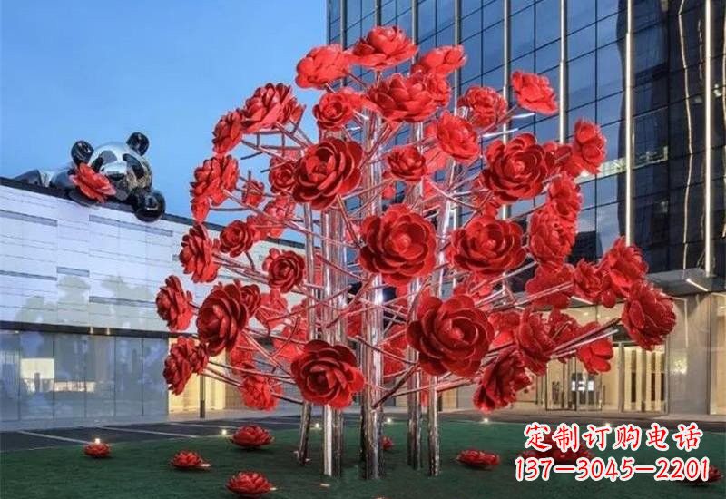 达州不锈钢公园玫瑰花树雕塑