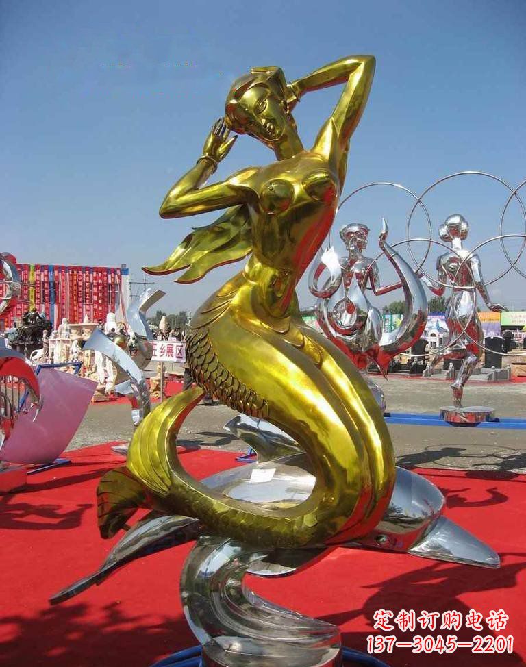 达州不锈钢美人鱼雕塑——美丽的象征