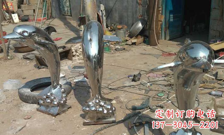 达州不锈钢公园小海豚景观雕塑