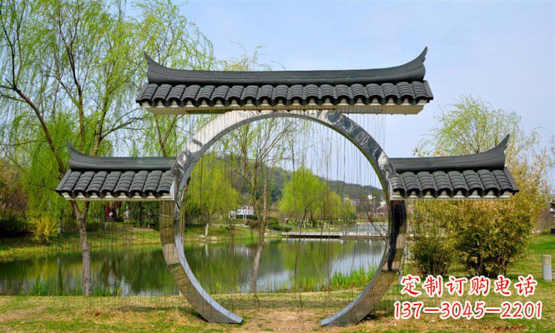 达州不锈钢公园月亮门雕塑