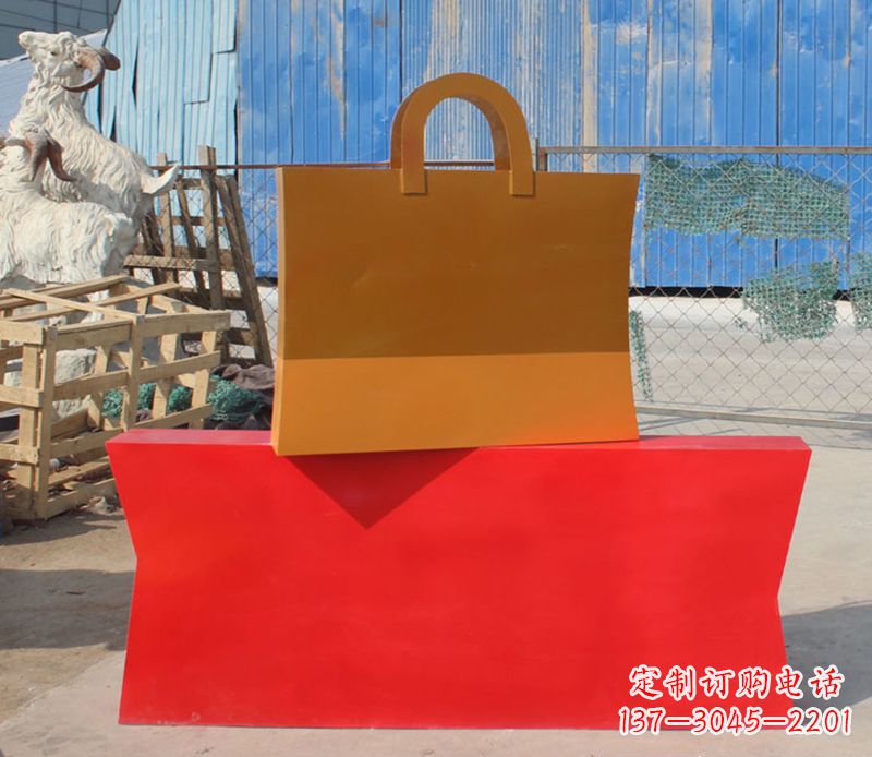 达州精美不锈钢购物袋雕塑