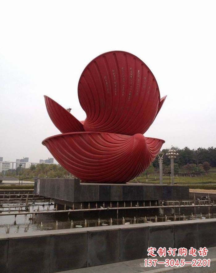 达州不锈钢贝壳喷泉雕塑——海洋之美无限