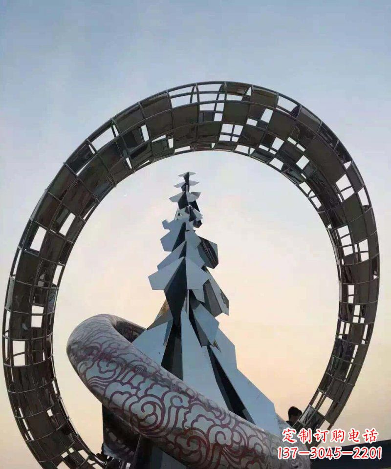 达州不锈钢松树祥云雕塑
