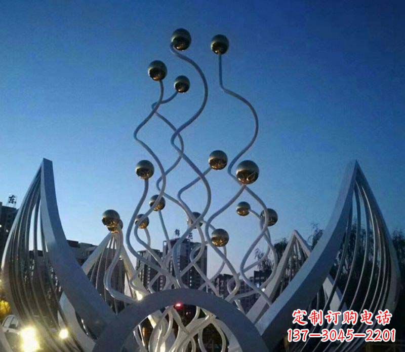 达州不锈钢荷花雕塑美丽的象征