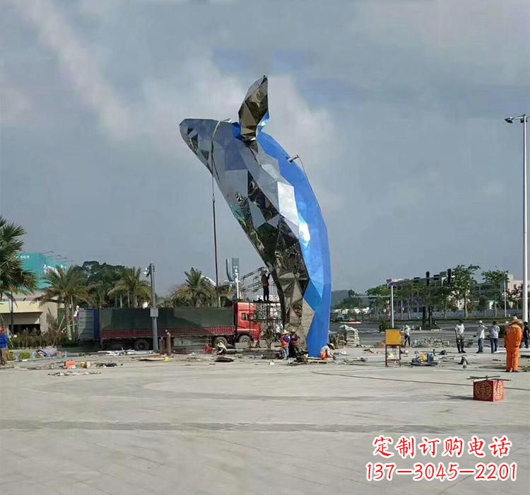 达州不锈钢广场鲸鱼海洋动物雕塑