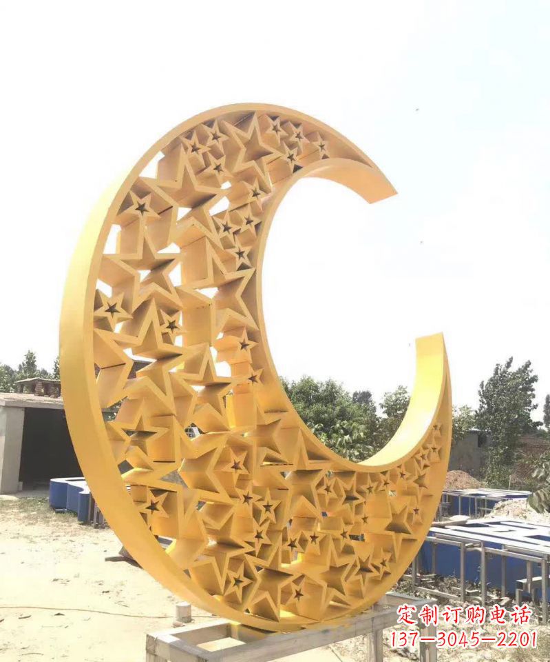 达州不锈钢广场景观五星月亮雕塑1