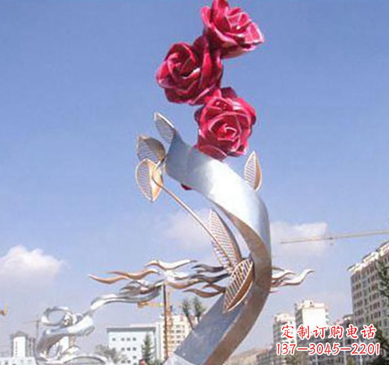 达州不锈钢广场景观玫瑰花雕塑