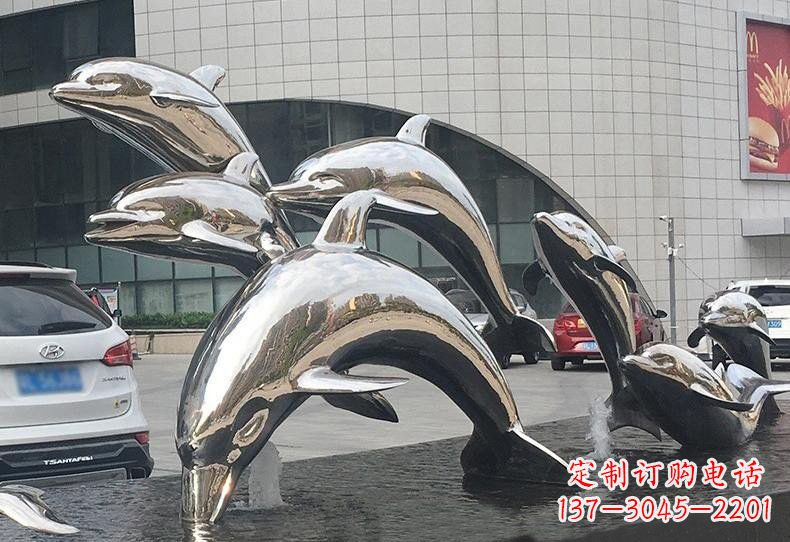 达州不锈钢广场镜面海豚雕塑