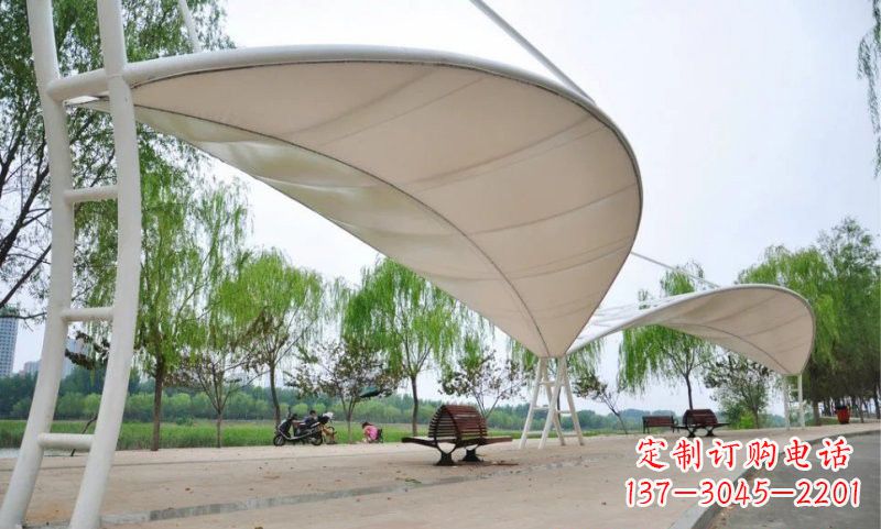 达州不锈钢树叶形遮阳棚雕塑