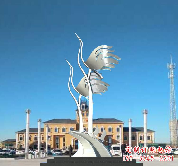达州静谧优雅不锈钢仙鹤雕塑