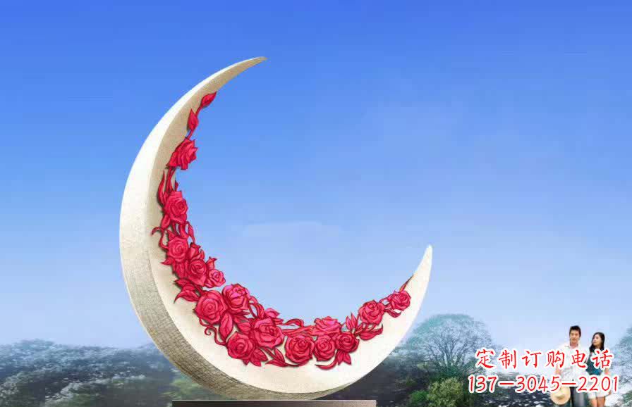 达州不锈钢广场月亮雕塑1