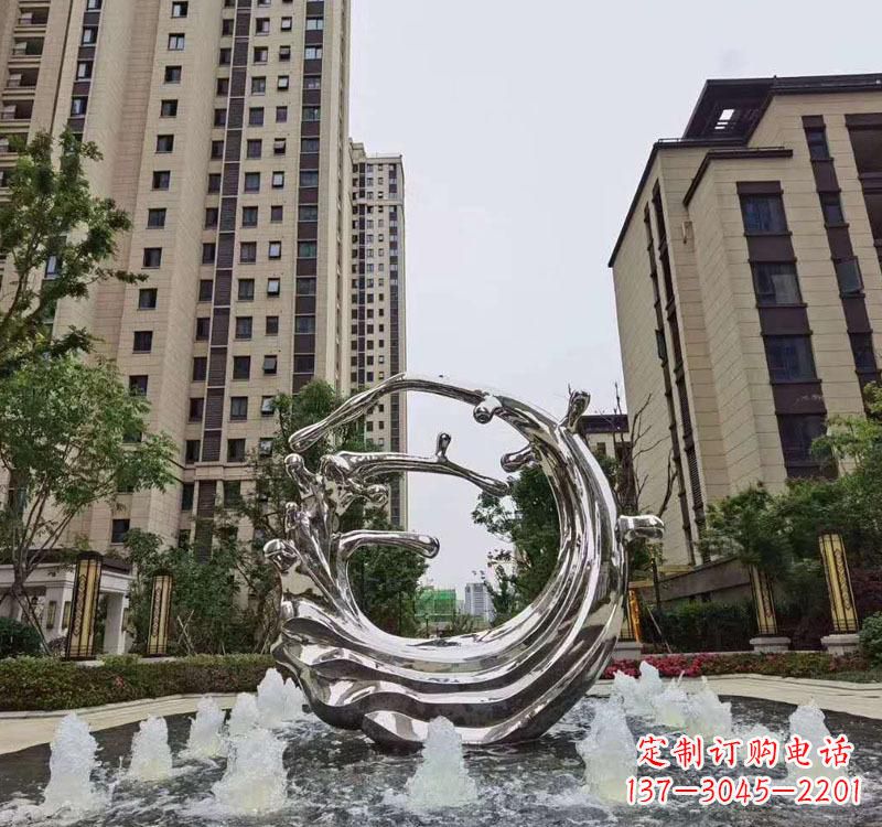 达州不锈钢海浪喷泉雕塑