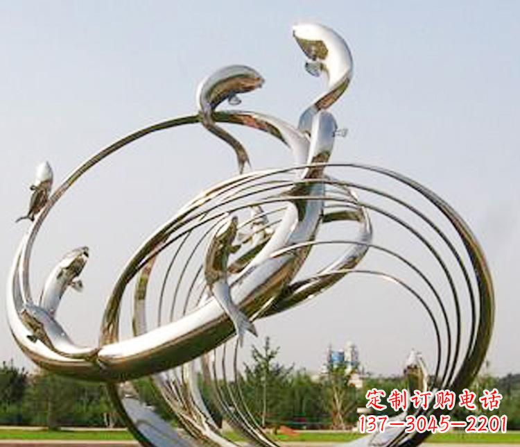 达州不锈钢海豚雕塑美丽而又神秘