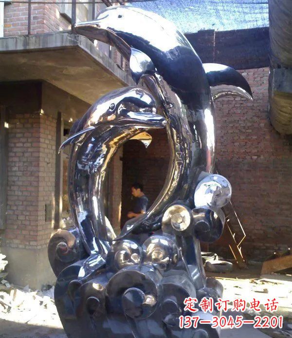 达州不锈钢海豚美观动态的雕塑