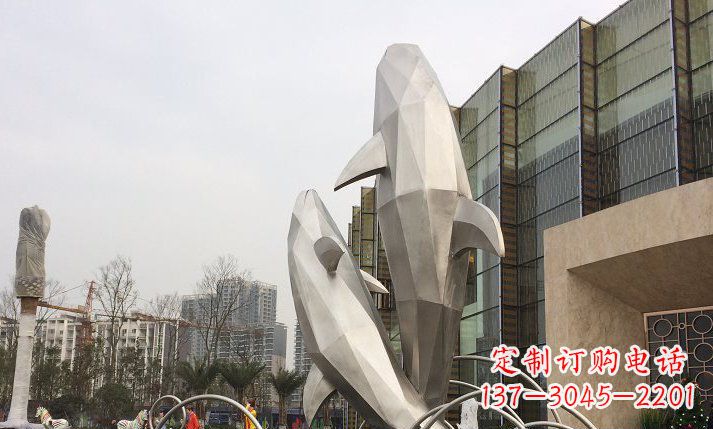 达州不锈钢海豚喷泉雕塑精美的海洋之美