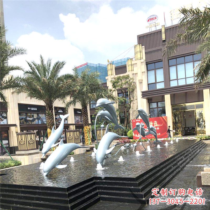 达州精美海豚喷泉,点缀城市企业街道