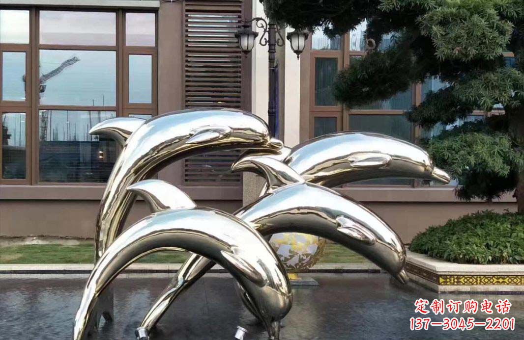 达州不锈钢海豚跳跃雕塑精美绝伦