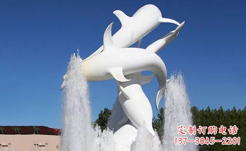 达州不锈钢海豚喷泉雕塑传递海豚的美丽
