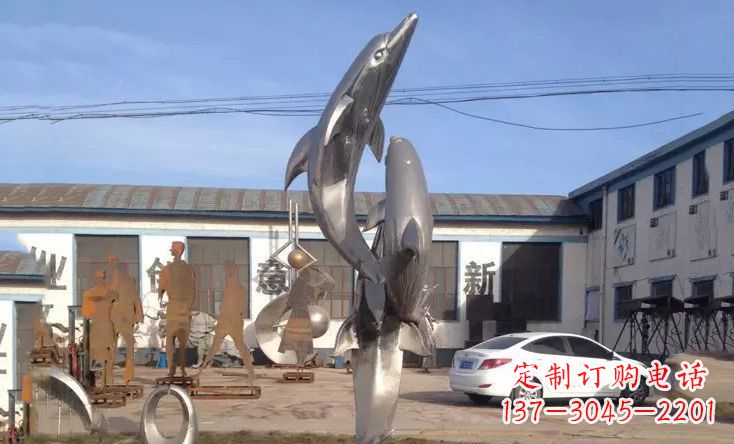 达州不锈钢海豚嬉戏雕塑精美的艺术视觉