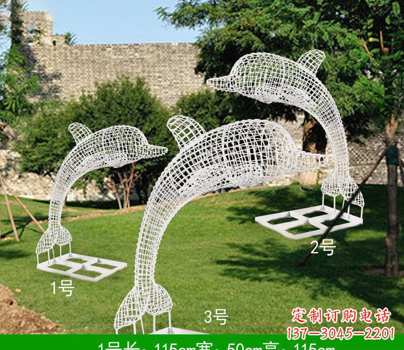 达州不锈钢海豚组合雕塑精美的艺术品