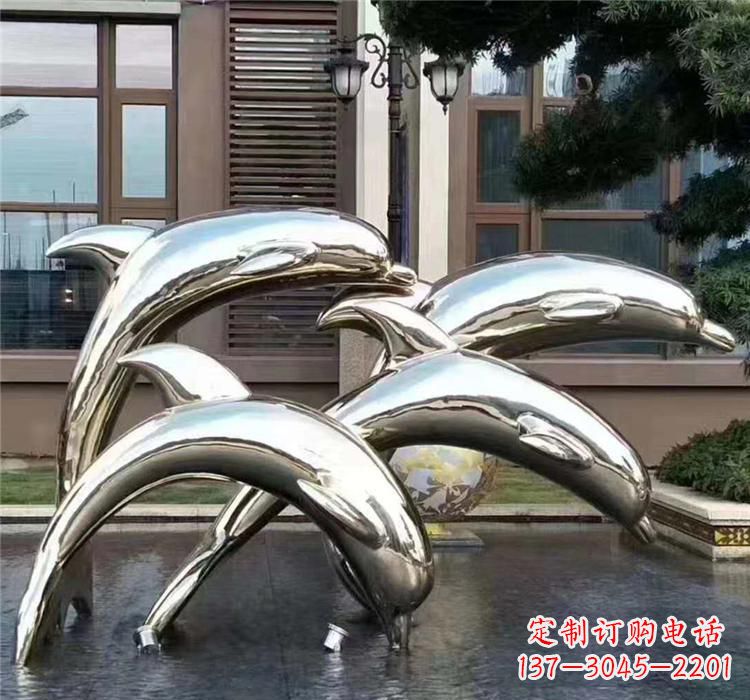 达州不锈钢海洋动物雕塑——海豚