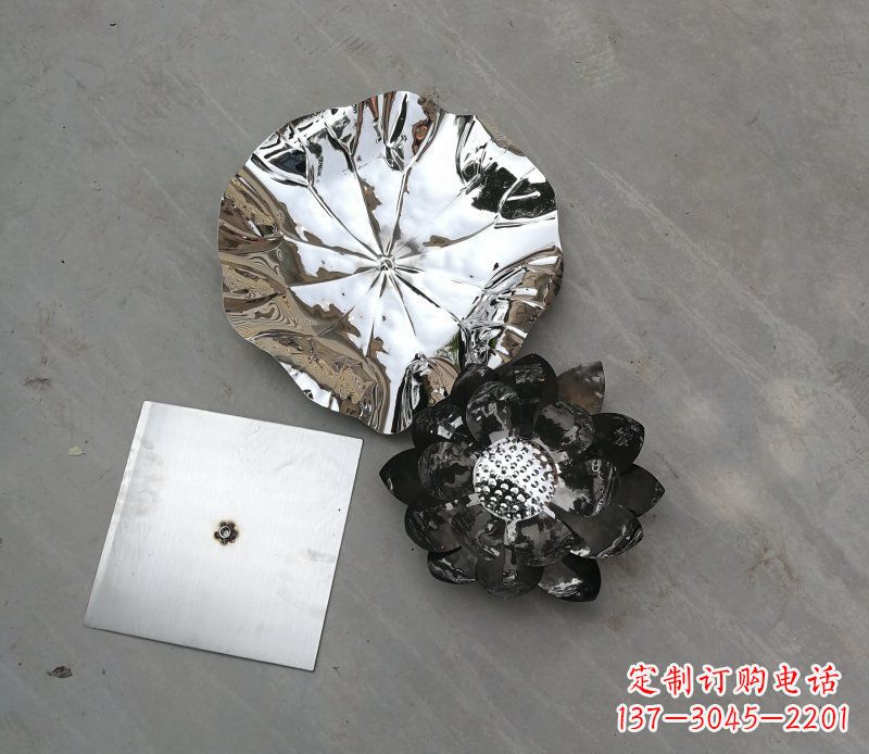 达州不锈钢荷花荷叶公园雕塑