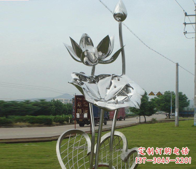 达州不锈钢荷叶荷花公园景观雕塑
