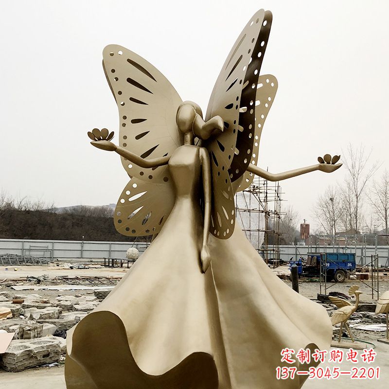 达州不锈钢蝴蝶少女雕塑