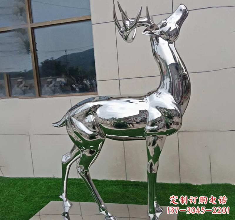 达州不锈钢户外动物鹿雕塑精致大气的艺术品