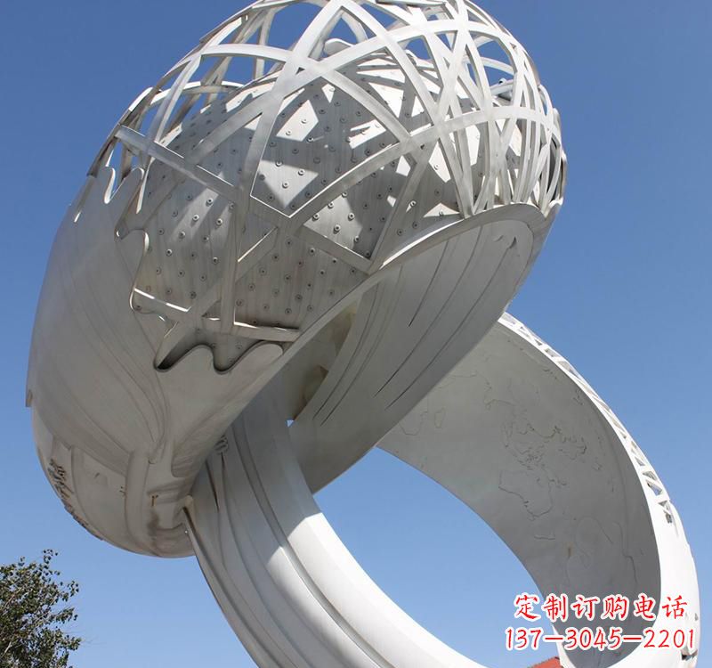 达州不锈钢户外婚庆戒指雕塑婚礼永恒的记忆