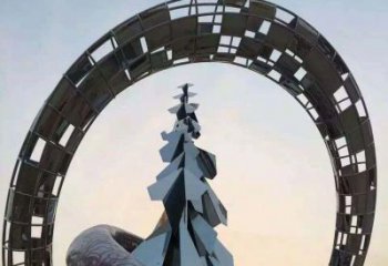 达州不锈钢松树祥云雕塑