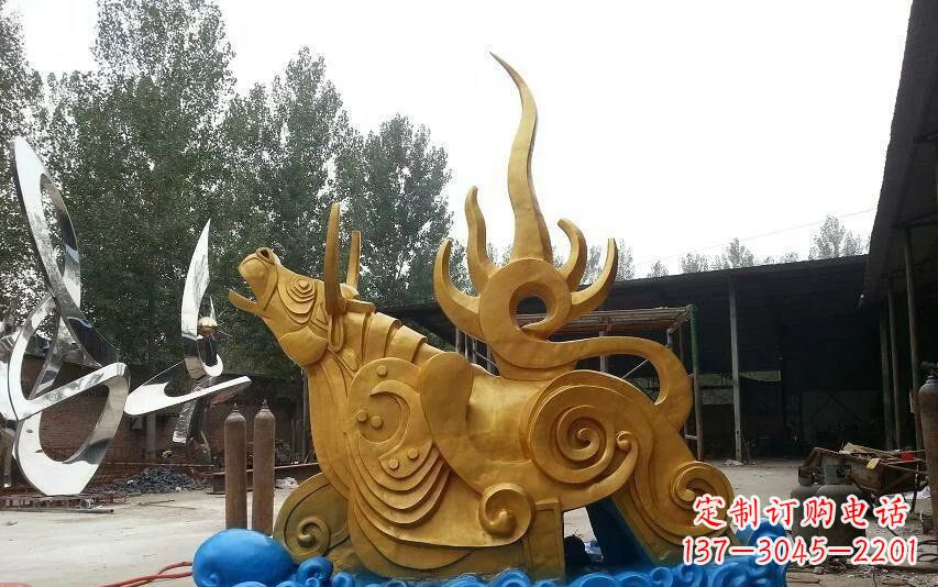 达州不锈钢金牛卧波雕塑