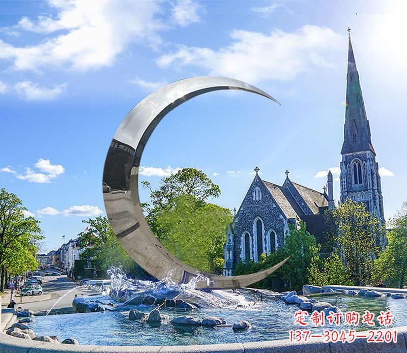 达州不锈钢景观创意月亮雕塑