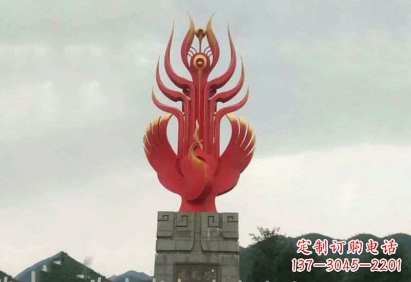 达州不锈钢景区抽象凤凰雕塑