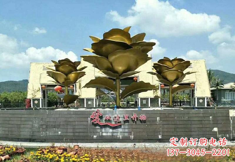 达州不锈钢景区玫瑰花雕塑