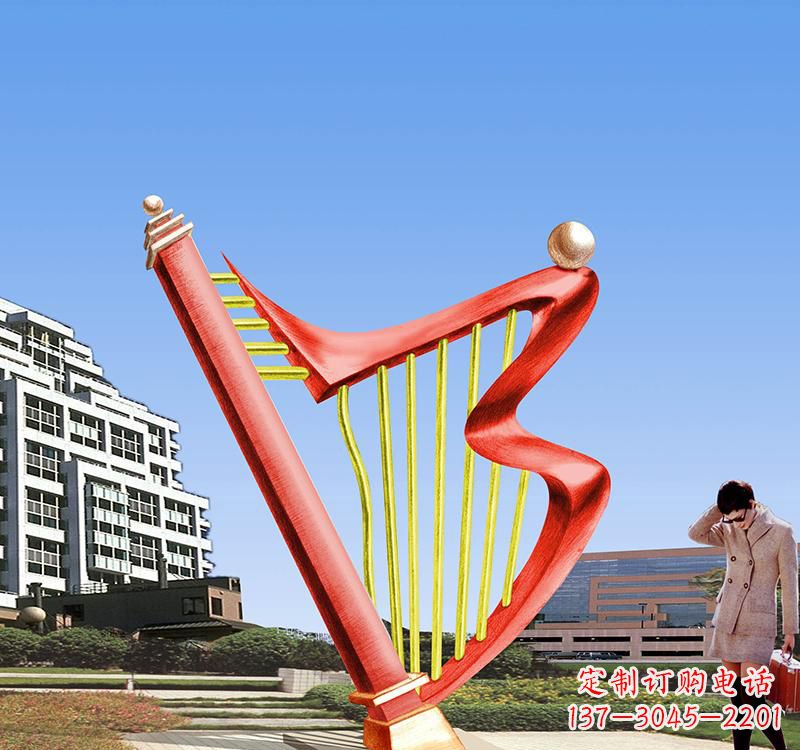 达州不锈钢景区竖琴雕塑